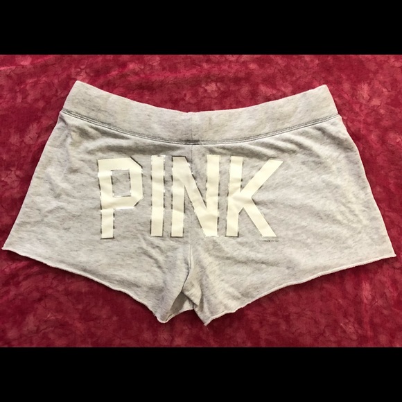 PINK Victoria’s Secret cotton sweat-shorts light grey size M - Picture 2 of 3
